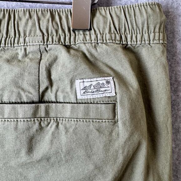 Eddie Bauer Hiking Pants Women’s Size 12 Green Ripstop Pull On Drawstring Waist - Picture 7 of 14